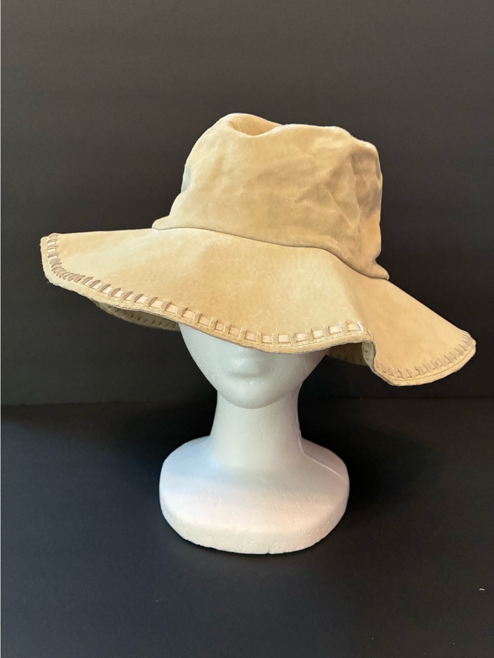 Wilsons Leather Beige Suede Wide Brim Hat